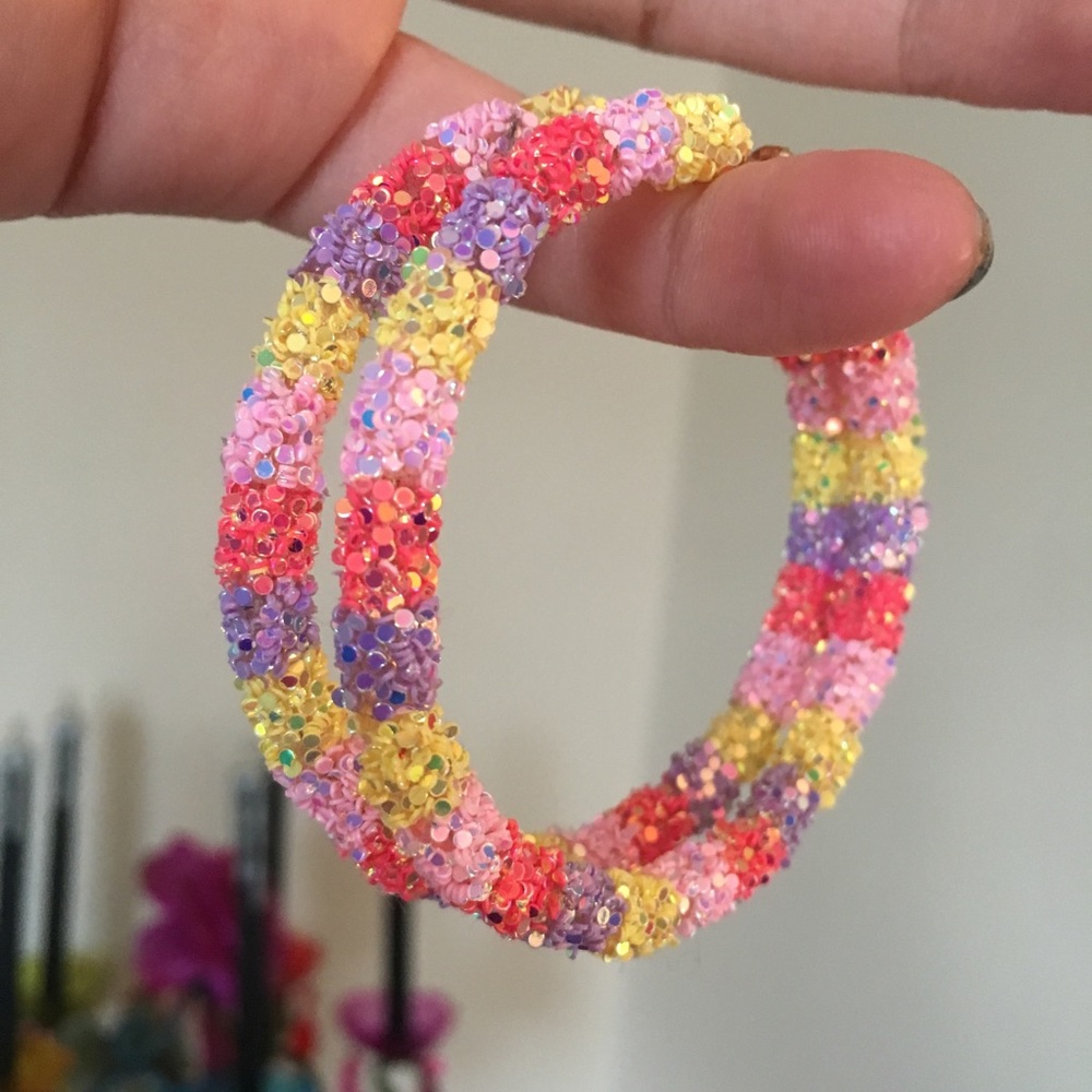Colorful Pink, Watermelon, Lilac Glitter Hoops